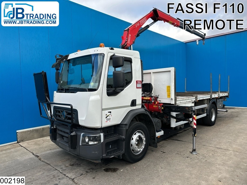 Renault D 19 280 EURO 6, Fassi, Remote - Camião de caixa aberta/ Plataforma, Camião grua: foto 1 Renault D 19 280 EURO 6, Fassi, Remote - Camião de caixa aberta/ Plataforma, Camião grua: foto 1