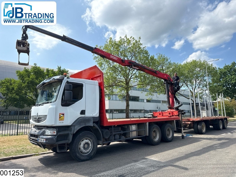 Renault Kerax 450 Dxi 6x4, Manual, Steel, Palfinger, Combi - Camião de transporte de madeira, Camião grua: foto 1 Renault Kerax 450 Dxi 6x4, Manual, Steel, Palfinger, Combi - Camião de transporte de madeira, Camião grua: foto 1