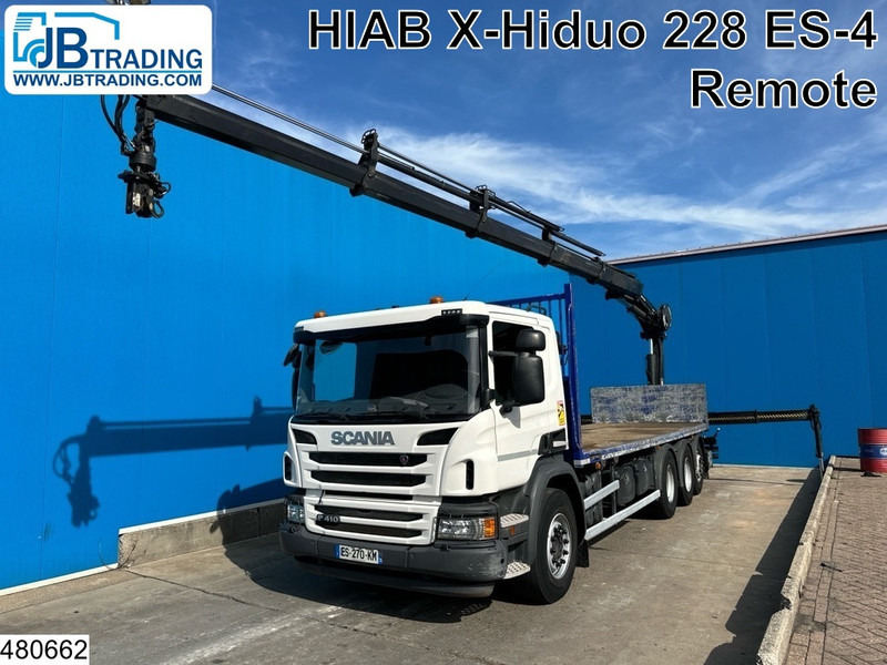 Scania P 410 8x4, EURO 6, HIAB, Remote, Steeringaxle - Camião de caixa aberta/ Plataforma, Camião grua: foto 1 Scania P 410 8x4, EURO 6, HIAB, Remote, Steeringaxle - Camião de caixa aberta/ Plataforma, Camião grua: foto 1