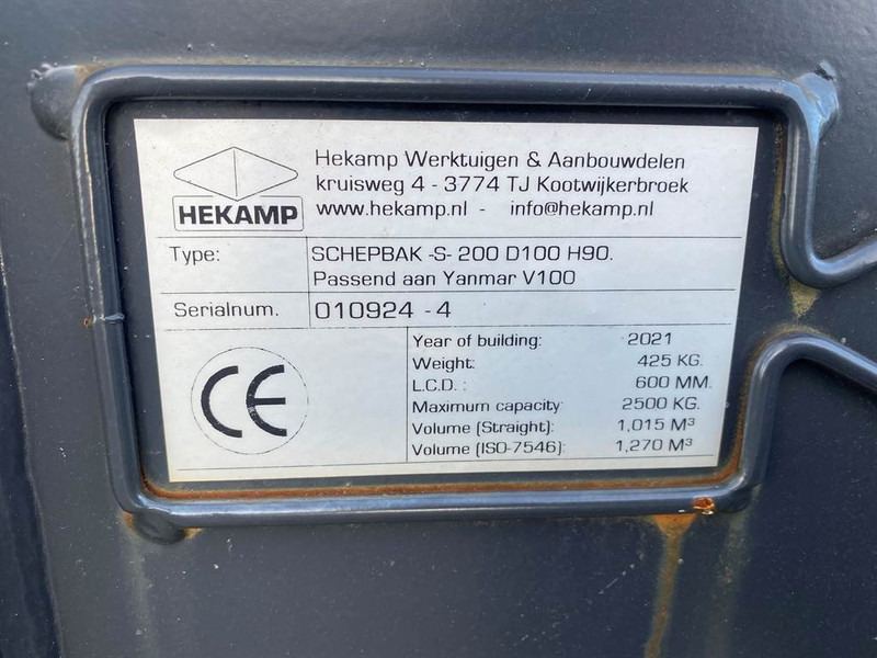 Terex Schaeff Ø50MM-Hekamp SCHEPBAK-S-200 D100 H90-Bucket - Balde por Máquina de construção: foto 2 Terex Schaeff Ø50MM-Hekamp SCHEPBAK-S-200 D100 H90-Bucket - Balde por Máquina de construção: foto 2