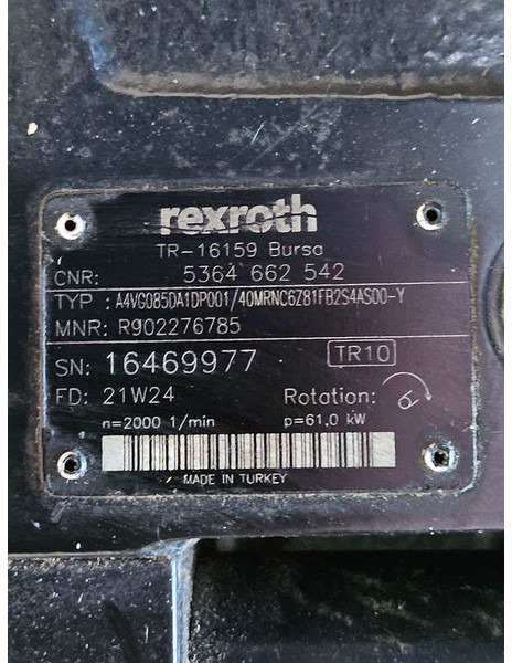 Yanmar V120-Rexroth A4VG085-Drive pump/Fahrpumpe/Rijpomp - Hidráulica por Máquina de construção: foto 5 Yanmar V120-Rexroth A4VG085-Drive pump/Fahrpumpe/Rijpomp - Hidráulica por Máquina de construção: foto 5