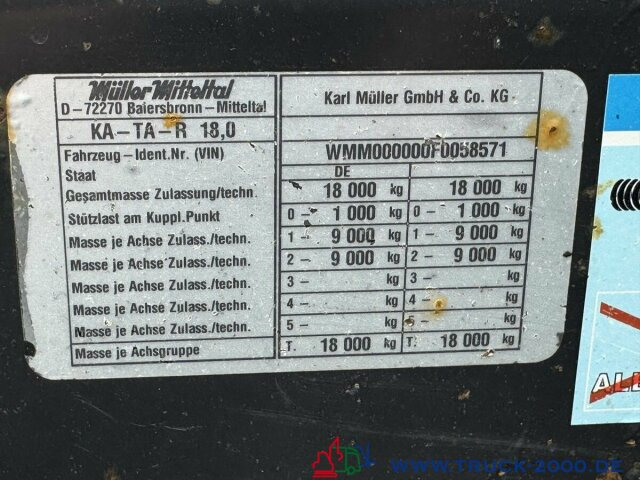 Müller-Mitteltal KA-TA- R 18,0 Tandem 3 Seitenkipper NL 13.500kg - Reboque basculante: foto 4 Müller-Mitteltal KA-TA- R 18,0 Tandem 3 Seitenkipper NL 13.500kg - Reboque basculante: foto 4