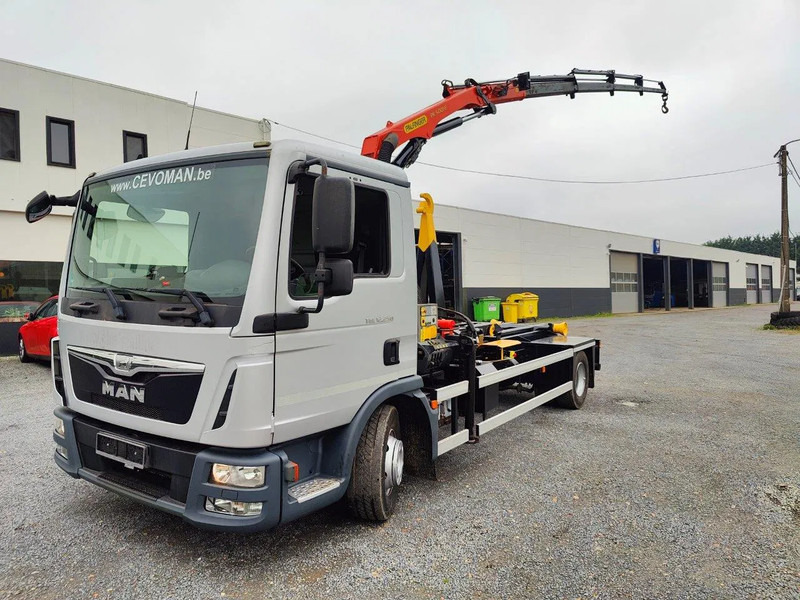 Camião polibenne, Camião grua MAN TGL 12.250 Container + Palfinger PK5001 Remote: foto 1