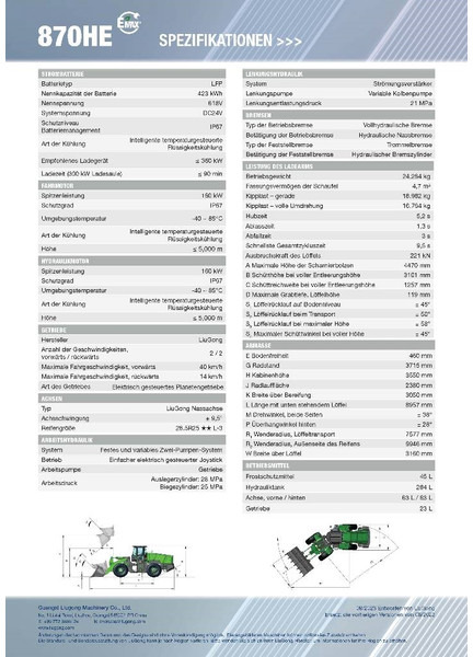 LIUGONG 870 HE vollelektrisch, 24.2 t, 4.7-5.2 cbm - Pá carregadora de rodas: foto 2 LIUGONG 870 HE vollelektrisch, 24.2 t, 4.7-5.2 cbm - Pá carregadora de rodas: foto 2