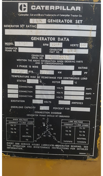 Gerador elétrico Caterpillar 3306 84Z GENERATOR 137KVA USED: foto 6