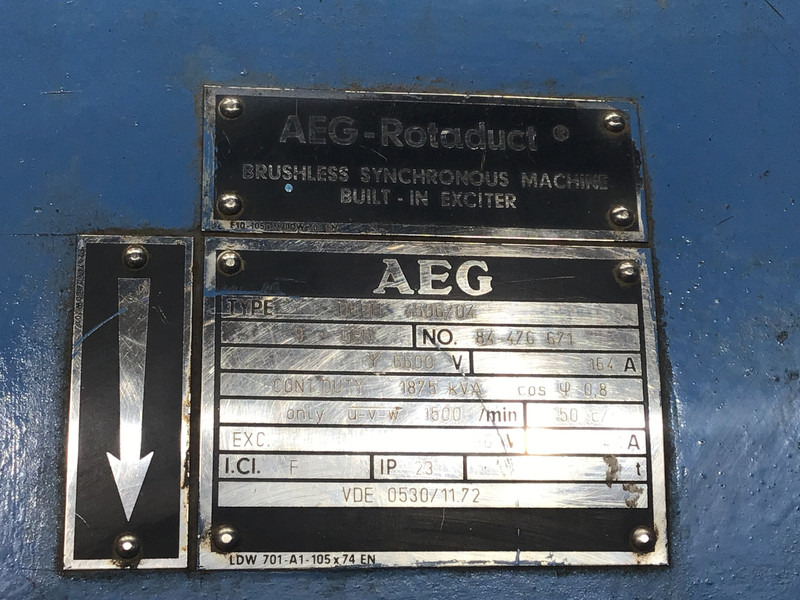 Gerador elétrico MTU 16V396 GENERATOR AEG 1875KVA USED: foto 11