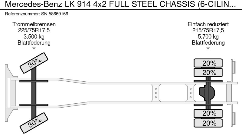 Camião chassi Mercedes-Benz LK 914 4x2 FULL STEEL CHASSIS (6-CILINDER / MANUAL GEARBOX / FULL STEEL SUSPENSION): foto 11