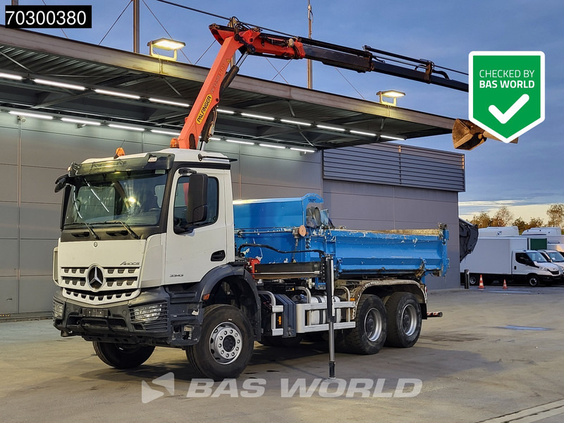 Mercedes-Benz Arocs 3343 6X4 Palfinger PK12.501 SLD Kran Crane 7m3 tipper Big-Axle Automatic Euro 6 - Camião basculante, Camião grua: foto 1 Mercedes-Benz Arocs 3343 6X4 Palfinger PK12.501 SLD Kran Crane 7m3 tipper Big-Axle Automatic Euro 6 - Camião basculante, Camião grua: foto 1