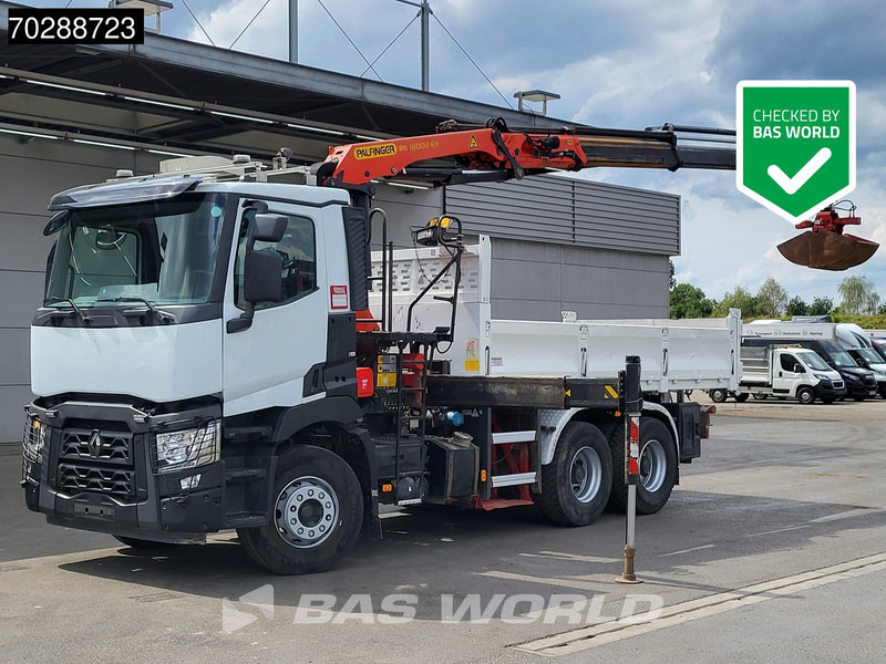 Renault C 380 6X4 Palfinger PK18002-EH-B Crane Kran 8m3 Tipper Big-Axle Euro 6 - Camião basculante, Camião grua: foto 1 Renault C 380 6X4 Palfinger PK18002-EH-B Crane Kran 8m3 Tipper Big-Axle Euro 6 - Camião basculante, Camião grua: foto 1