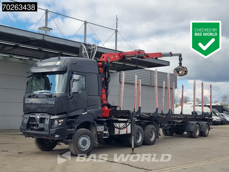 Renault K 520 6X6 Holz Kran Palfinger Q180Z96 6x6 Big-Axle Steelsuspension - Camião de transporte de madeira, Camião grua: foto 1 Renault K 520 6X6 Holz Kran Palfinger Q180Z96 6x6 Big-Axle Steelsuspension - Camião de transporte de madeira, Camião grua: foto 1