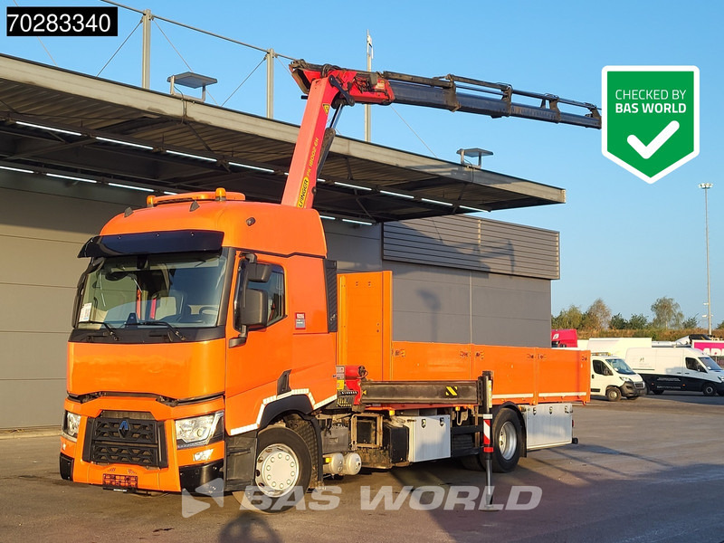 Renault T 380 4X2 Palfinger PK18002-EH Kran Crane Retarder Standklima Euro 6 - Camião de caixa aberta/ Plataforma, Camião grua: foto 1 Renault T 380 4X2 Palfinger PK18002-EH Kran Crane Retarder Standklima Euro 6 - Camião de caixa aberta/ Plataforma, Camião grua: foto 1