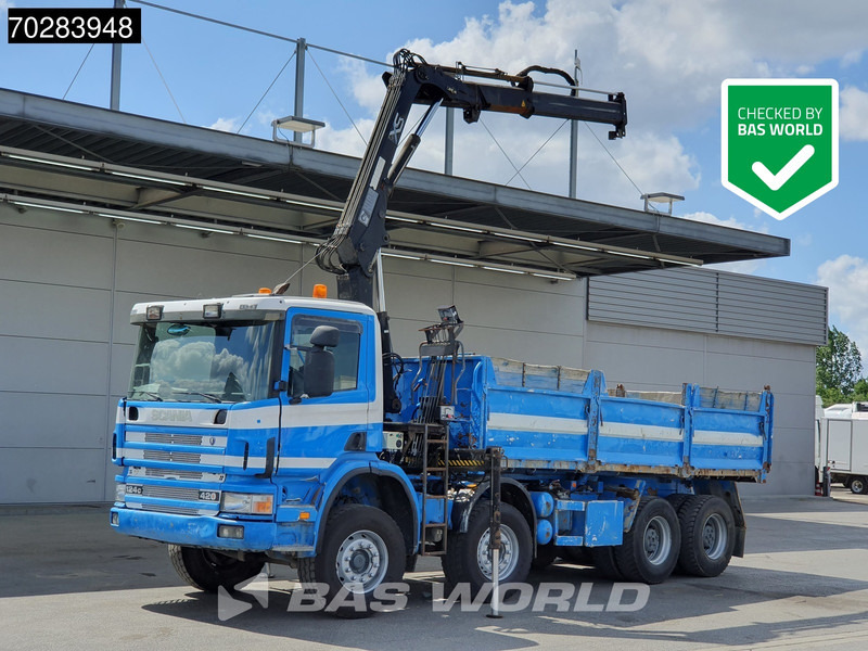 Scania G420 8X4 15m3 tipper Hiab 144 Crane Steelsuspension Manual Big-Axle Euro 3 - Camião basculante, Camião grua: foto 1 Scania G420 8X4 15m3 tipper Hiab 144 Crane Steelsuspension Manual Big-Axle Euro 3 - Camião basculante, Camião grua: foto 1