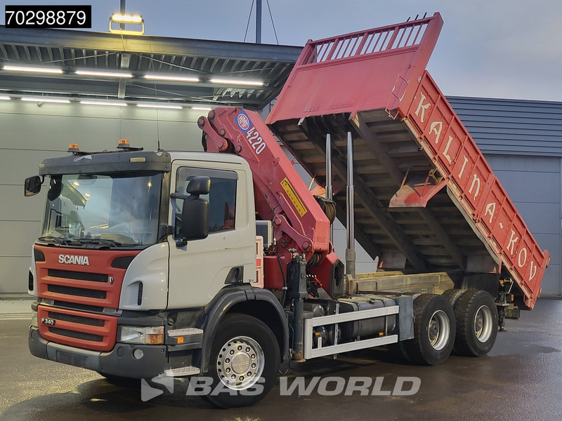 Scania P340 6X4 HMF 4220 K6 Crane Winch Tipper Full Steel Manual Gearbox - Camião basculante, Camião grua: foto 2 Scania P340 6X4 HMF 4220 K6 Crane Winch Tipper Full Steel Manual Gearbox - Camião basculante, Camião grua: foto 2