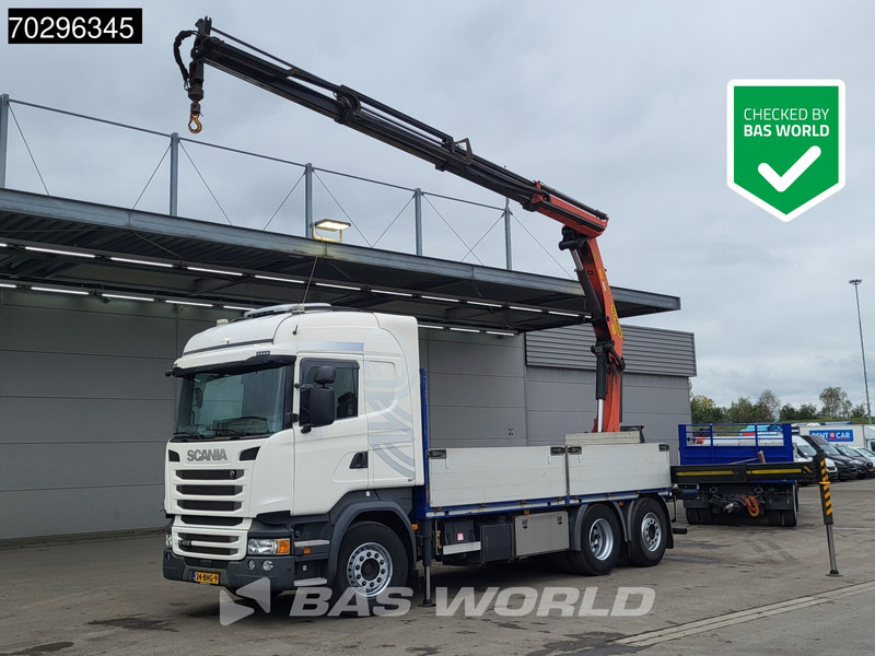 Scania R410 R 6X2 NL-Truck Palfinger PK22002-EH Crane Kran Lift+Steering-Axle Euro 6 - Camião de caixa aberta/ Plataforma, Camião grua: foto 1 Scania R410 R 6X2 NL-Truck Palfinger PK22002-EH Crane Kran Lift+Steering-Axle Euro 6 - Camião de caixa aberta/ Plataforma, Camião grua: foto 1