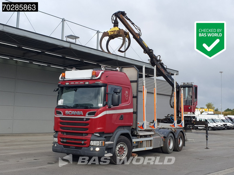 Scania R730 R 6X4 HIAB F108S 79 Crane Retarder Xenon BigAxle Loglift Automatic ACC Euro 6 - Camião de transporte de madeira, Camião grua: foto 1 Scania R730 R 6X4 HIAB F108S 79 Crane Retarder Xenon BigAxle Loglift Automatic ACC Euro 6 - Camião de transporte de madeira, Camião grua: foto 1
