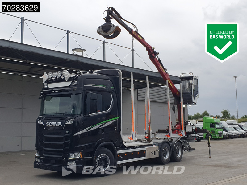 Scania S650 S 6X4 Tajfun LIV100K Kran Holztransport Retarder 3-Pedals Euro 6 - Camião de transporte de madeira, Camião grua: foto 1 Scania S650 S 6X4 Tajfun LIV100K Kran Holztransport Retarder 3-Pedals Euro 6 - Camião de transporte de madeira, Camião grua: foto 1