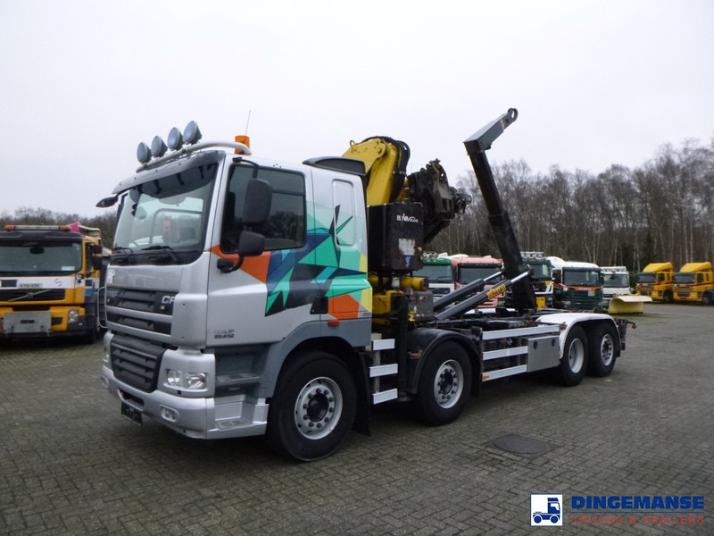 DAF CF 85.410 8x2 Hyva container hook + crane - Camião grua: foto 1 DAF CF 85.410 8x2 Hyva container hook + crane - Camião grua: foto 1
