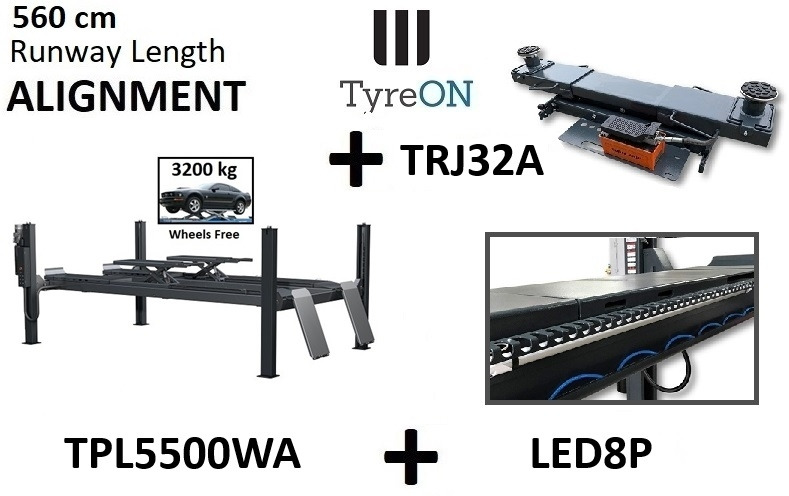 4 post alignment lift wheels free lifting system 5500kg + 3.2T axle jack + runway lights - Equipamento para oficina: foto 1 4 post alignment lift wheels free lifting system 5500kg + 3.2T axle jack + runway lights - Equipamento para oficina: foto 1