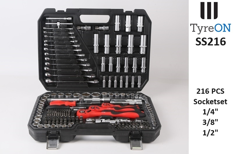 SS216 Professional Socket Set 216-piece 1/8 - 1/4 - 1/2 Inch - Chrome Vanadium - Equipamento para oficina: foto 2 SS216 Professional Socket Set 216-piece 1/8 - 1/4 - 1/2 Inch - Chrome Vanadium - Equipamento para oficina: foto 2