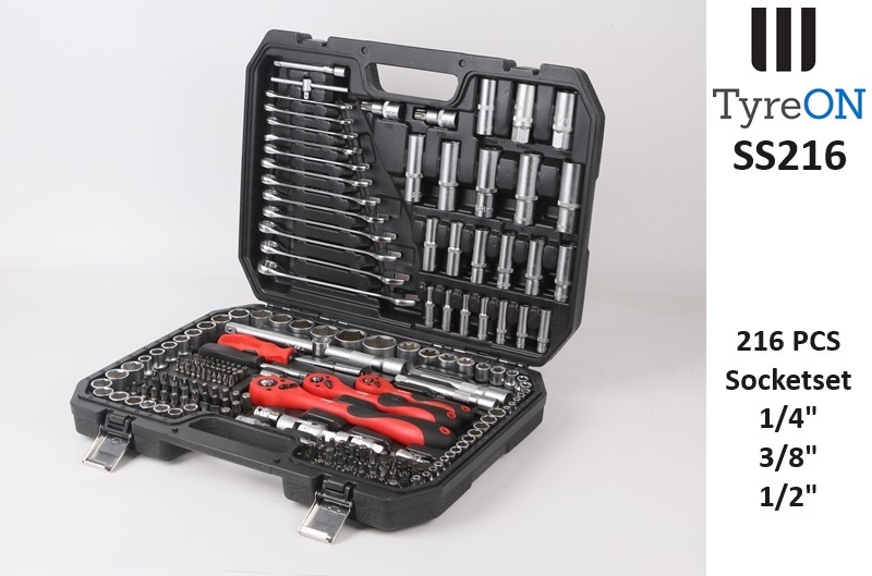 SS216 Professional Socket Set 216-piece 1/8 - 1/4 - 1/2 Inch - Chrome Vanadium - Equipamento para oficina: foto 1 SS216 Professional Socket Set 216-piece 1/8 - 1/4 - 1/2 Inch - Chrome Vanadium - Equipamento para oficina: foto 1