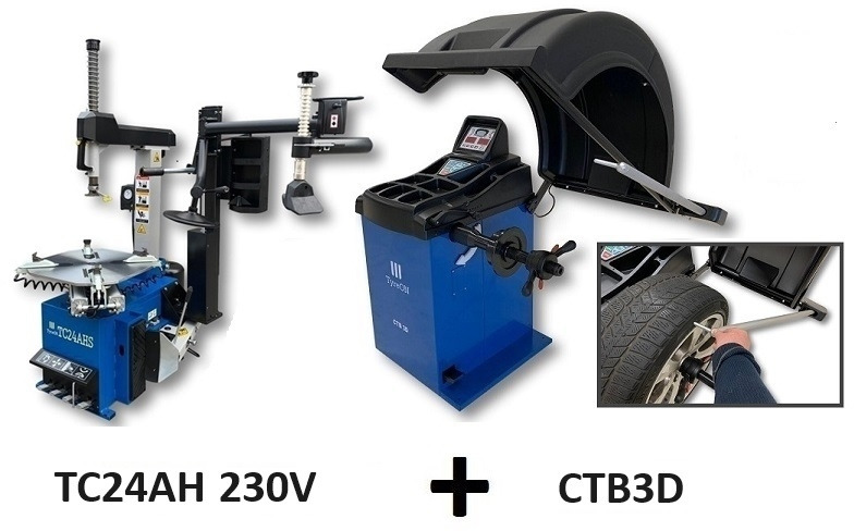 TC24AH 230V 24 Inch car tyre changer with airbooster + fully automtic wheelbalancer CTB3D - Equipamento para oficina: foto 1 TC24AH 230V 24 Inch car tyre changer with airbooster + fully automtic wheelbalancer CTB3D - Equipamento para oficina: foto 1