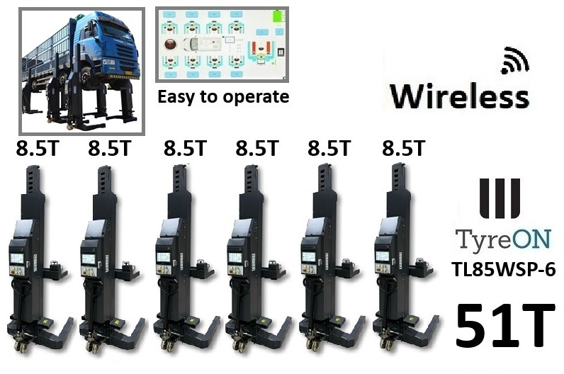 TL85WSP-6 51T wireless - 6 x 8,5 T - battery 24V DC / 3 kW per column - Equipamento para oficina: foto 1 TL85WSP-6 51T wireless - 6 x 8,5 T - battery 24V DC / 3 kW per column - Equipamento para oficina: foto 1