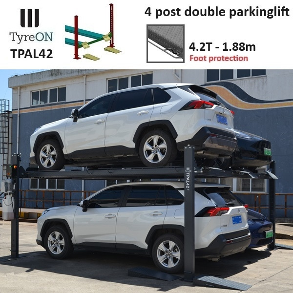 TPAL42 mobile double 4 post parking lift for car - 4.2T - Height 188 cm - Long 415 cm runways with automatic roll-off protection - 230V - To park 4 vehicles - Equipamento para oficina: foto 1 TPAL42 mobile double 4 post parking lift for car - 4.2T - Height 188 cm - Long 415 cm runways with automatic roll-off protection - 230V - To park 4 vehicles - Equipamento para oficina: foto 1