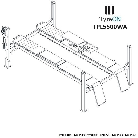 TPL5500WA 4 post alignment lift - 5.6 meter runways - Fully integrated free wheels lifting system - 5.5T - Equipamento para oficina: foto 5 TPL5500WA 4 post alignment lift - 5.6 meter runways - Fully integrated free wheels lifting system - 5.5T - Equipamento para oficina: foto 5