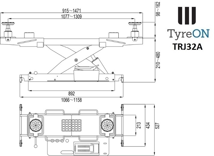 TRJ32A air hydraulic rolling jack 3.2T- Height adjustable adapters - Equipamento para oficina: foto 3 TRJ32A air hydraulic rolling jack 3.2T- Height adjustable adapters - Equipamento para oficina: foto 3