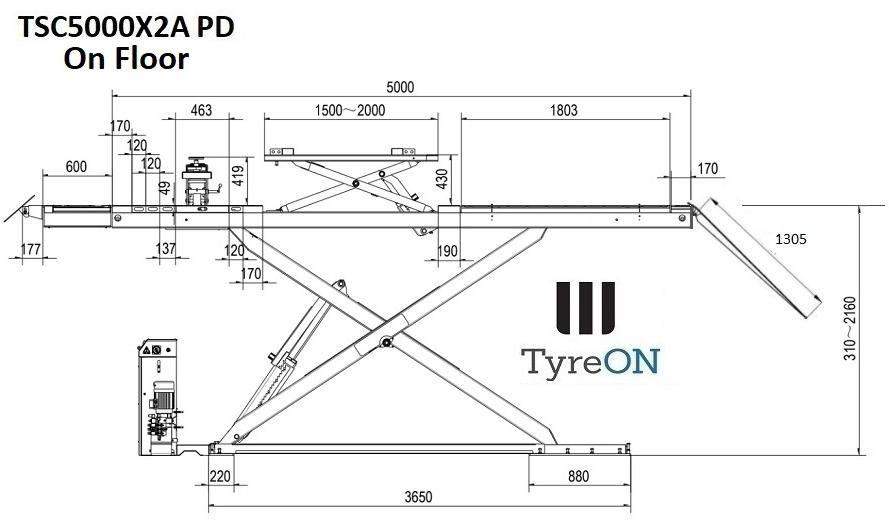 TSC5000X2A PD Alignment scissor lift - On floor - Free wheel lifting system - 5.6 m lightened runways - 5T - Play detector - Mounted on the floor - Equipamento para oficina: foto 2 TSC5000X2A PD Alignment scissor lift - On floor - Free wheel lifting system - 5.6 m lightened runways - 5T - Play detector - Mounted on the floor - Equipamento para oficina: foto 2