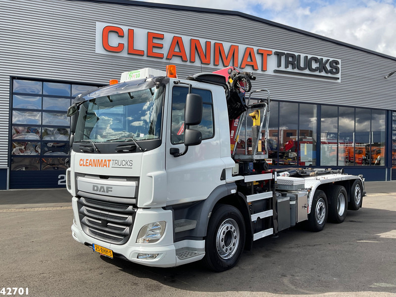 Camião polibenne, Camião grua DAF FAQ CF 400 8x2 Euro 6 HMF 21 Tonmeter laadkraan: foto 6