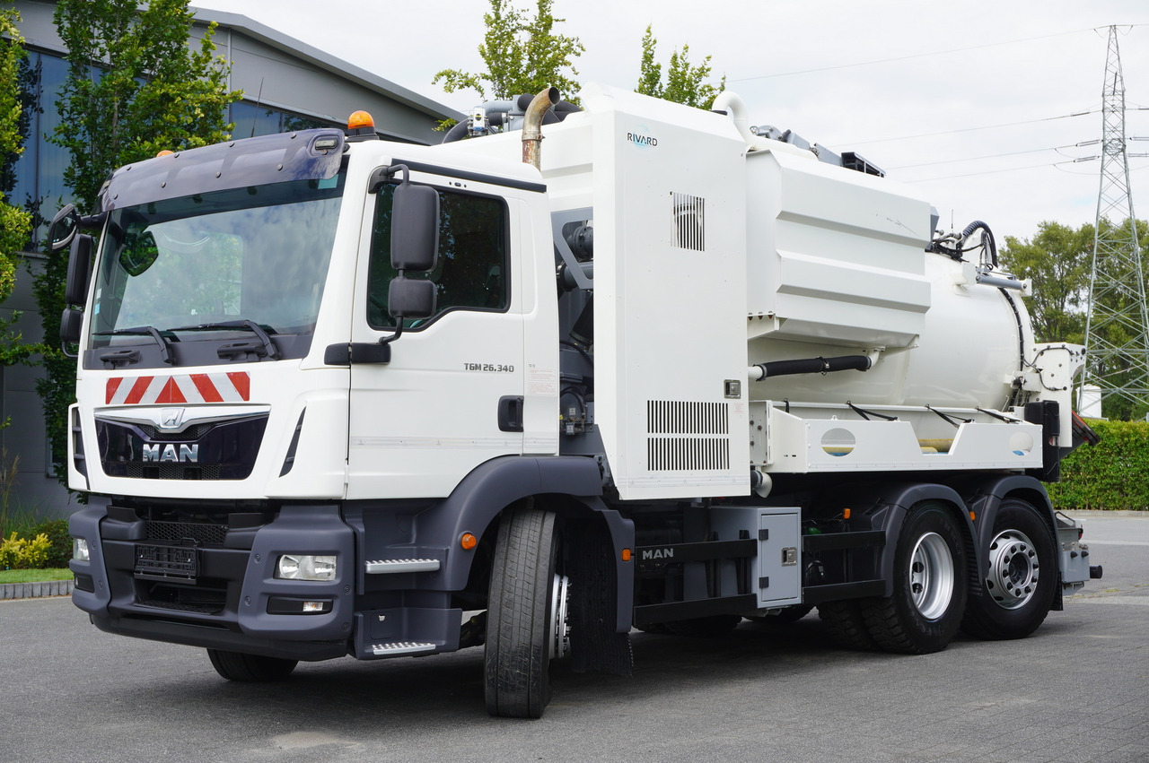 Caminhão limpa fossa MAN TGM 26.340 E6 / RIVARD sewage cleaner 11.8 m3 / 170 tho. km / steered axle: foto 7