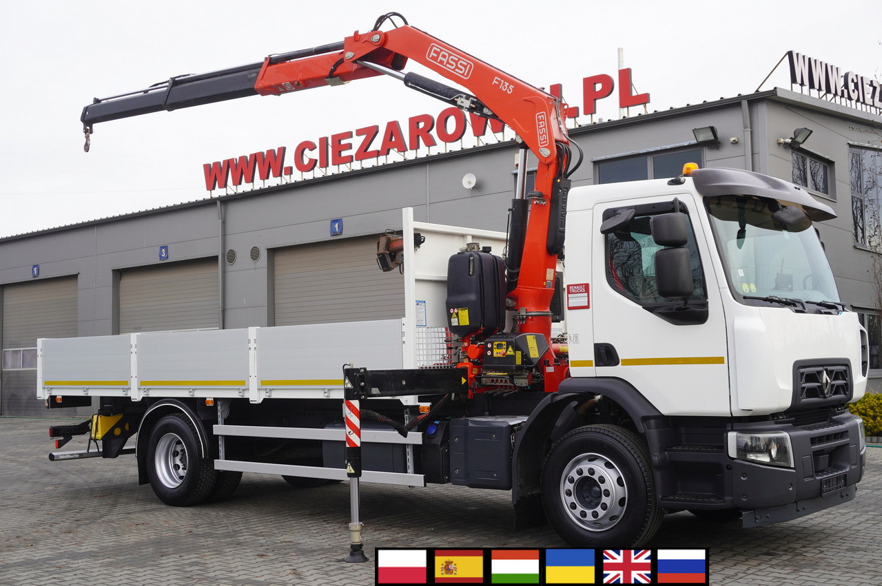 RENAULT C280 DTI 8 / FASSI crane 5.6 T / range 8 m / Flatbed 15 EPAL - Camião grua: foto 1 RENAULT C280 DTI 8 / FASSI crane 5.6 T / range 8 m / Flatbed 15 EPAL - Camião grua: foto 1