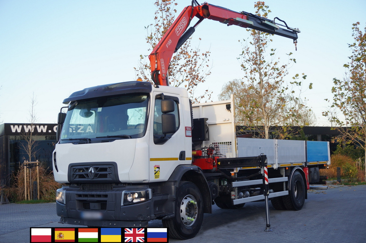 RENAULT C280 DTI 8 / FASSI crane 5.6 T / range 8 m / Flatbed 15 EPAL - Camião grua: foto 1 RENAULT C280 DTI 8 / FASSI crane 5.6 T / range 8 m / Flatbed 15 EPAL - Camião grua: foto 1
