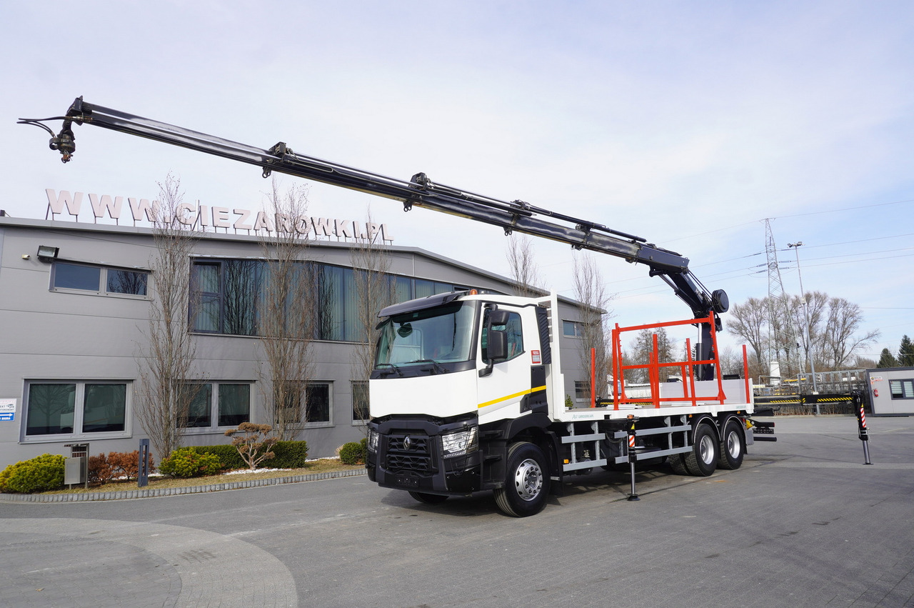 RENAULT C430 / HIAB 244 EP-5 HIDUO crane 8400 kg 15 m / Platform with stanchions - Reboque florestal: foto 2 RENAULT C430 / HIAB 244 EP-5 HIDUO crane 8400 kg 15 m / Platform with stanchions - Reboque florestal: foto 2