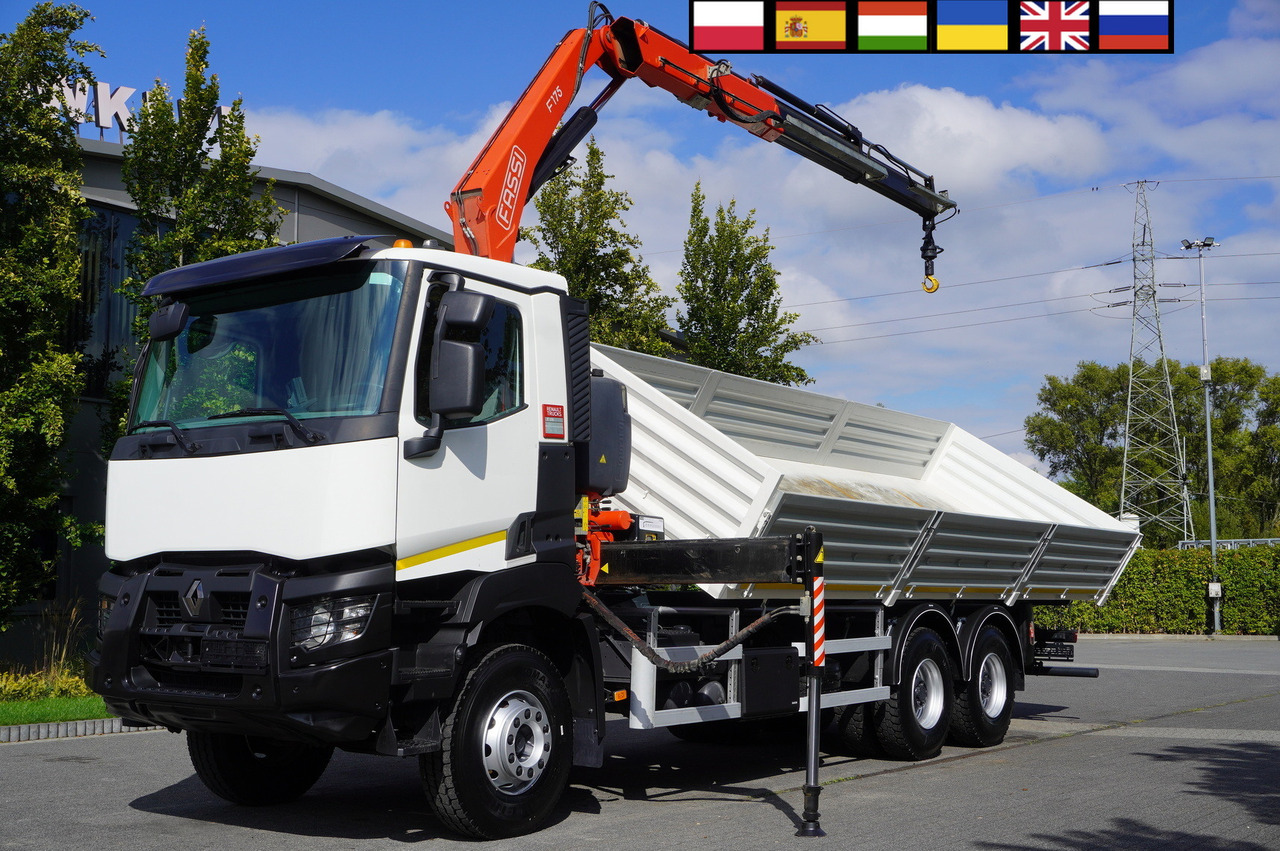 RENAULT K380 6×4 / FASSI F175 crane 7.85 t / 120 thousand km! / 2-sided tipper - Camião basculante, Camião grua: foto 1 RENAULT K380 6×4 / FASSI F175 crane 7.85 t / 120 thousand km! / 2-sided tipper - Camião basculante, Camião grua: foto 1