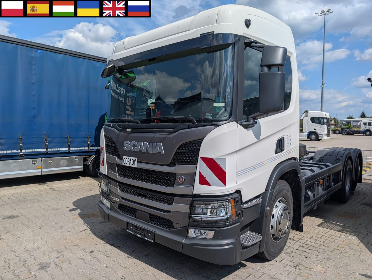 SCANIA P 340 B6x2*4NA / chassis frame / steering axle / CNG / large cab / 8 units - Caminhão de lixo: foto 1 SCANIA P 340 B6x2*4NA / chassis frame / steering axle / CNG / large cab / 8 units - Caminhão de lixo: foto 1