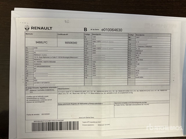 2020 Renault Kangoo 5 Passenger Van - Minibus, Furgão de passageiros: foto 2 2020 Renault Kangoo 5 Passenger Van - Minibus, Furgão de passageiros: foto 2