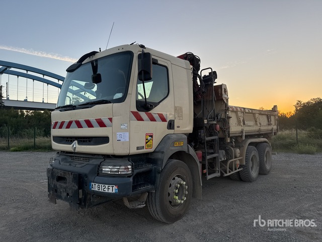 2006 Renault Kerax 2006 HMF on 6x4 Camion Bi-Benne ... Dump Truck with Crane - Camião basculante, Camião grua: foto 1 2006 Renault Kerax 2006 HMF on 6x4 Camion Bi-Benne ... Dump Truck with Crane - Camião basculante, Camião grua: foto 1