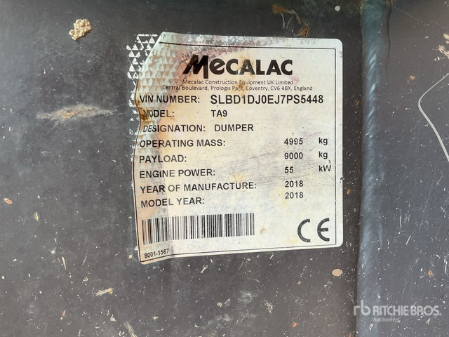 2018 Terex TA9 9 ton 4x4 Dumper - Dumper: foto 2 2018 Terex TA9 9 ton 4x4 Dumper - Dumper: foto 2
