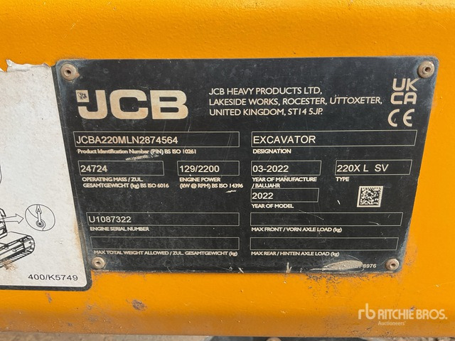 2022 JCB 220X LC MONO SV Tracked Excavator - Escavadora de rastos: foto 2 2022 JCB 220X LC MONO SV Tracked Excavator - Escavadora de rastos: foto 2