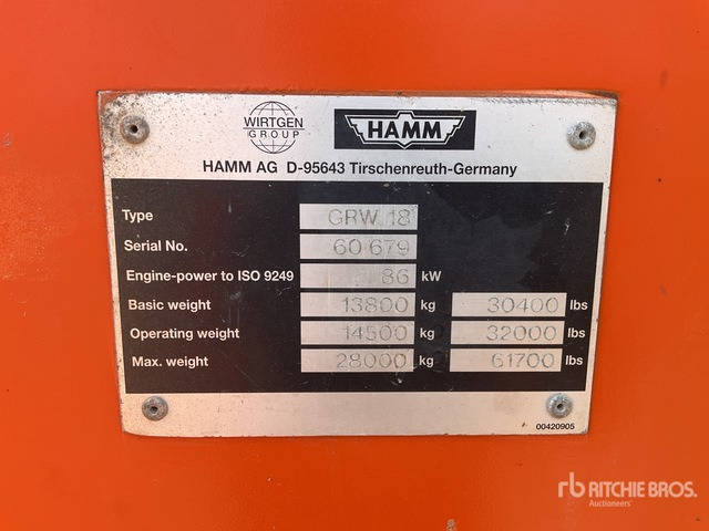 2003 Hamm GRW18 8 Wheel Pneumatic Roller - Compactador de pneus: foto 2 2003 Hamm GRW18 8 Wheel Pneumatic Roller - Compactador de pneus: foto 2