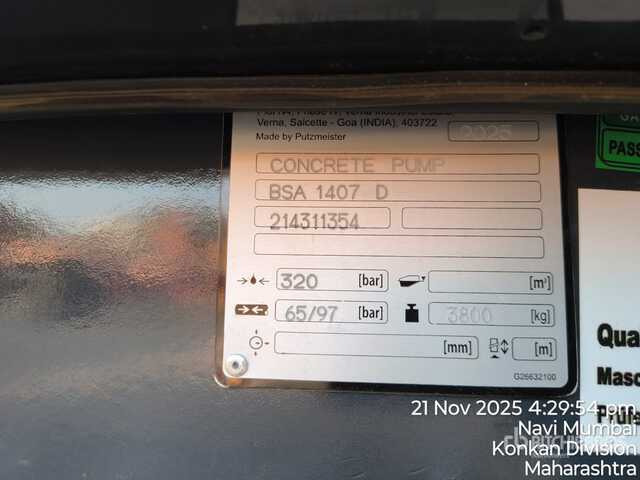 2025 Putzmeister BSA1407D Portable (Unused) Concrete Pump - Bomba de betão estacionária: foto 2 2025 Putzmeister BSA1407D Portable (Unused) Concrete Pump - Bomba de betão estacionária: foto 2