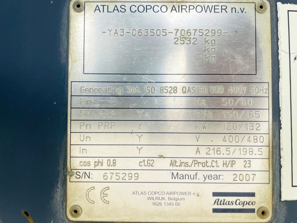 Atlas Copco QAS150 VOD (3997) - Gerador elétrico: foto 3 Atlas Copco QAS150 VOD (3997) - Gerador elétrico: foto 3