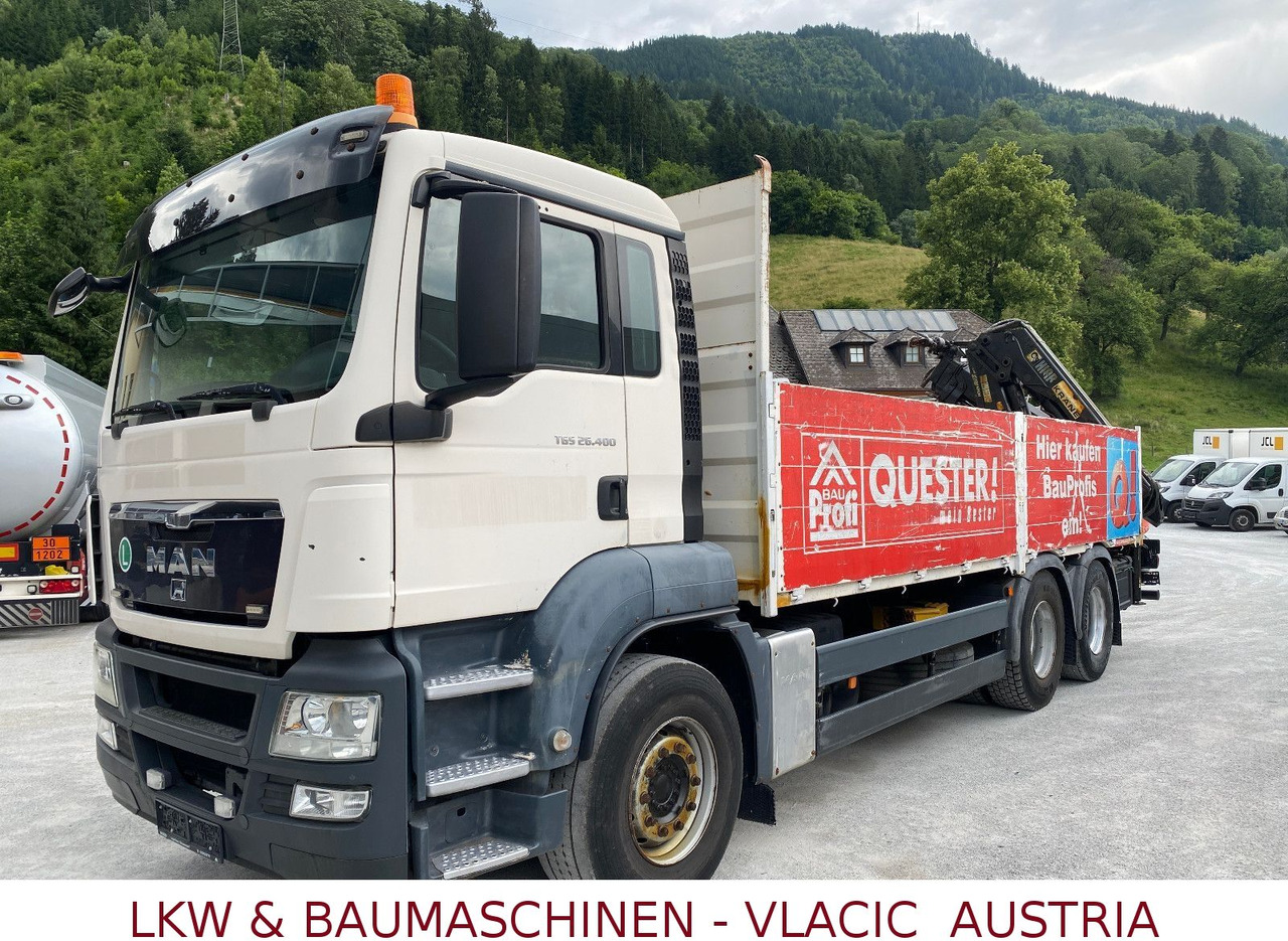 MAN TGS 26.400 6x4 mit Kran HIAB 166 - Camião de caixa aberta/ Plataforma, Camião grua: foto 1 MAN TGS 26.400 6x4 mit Kran HIAB 166 - Camião de caixa aberta/ Plataforma, Camião grua: foto 1
