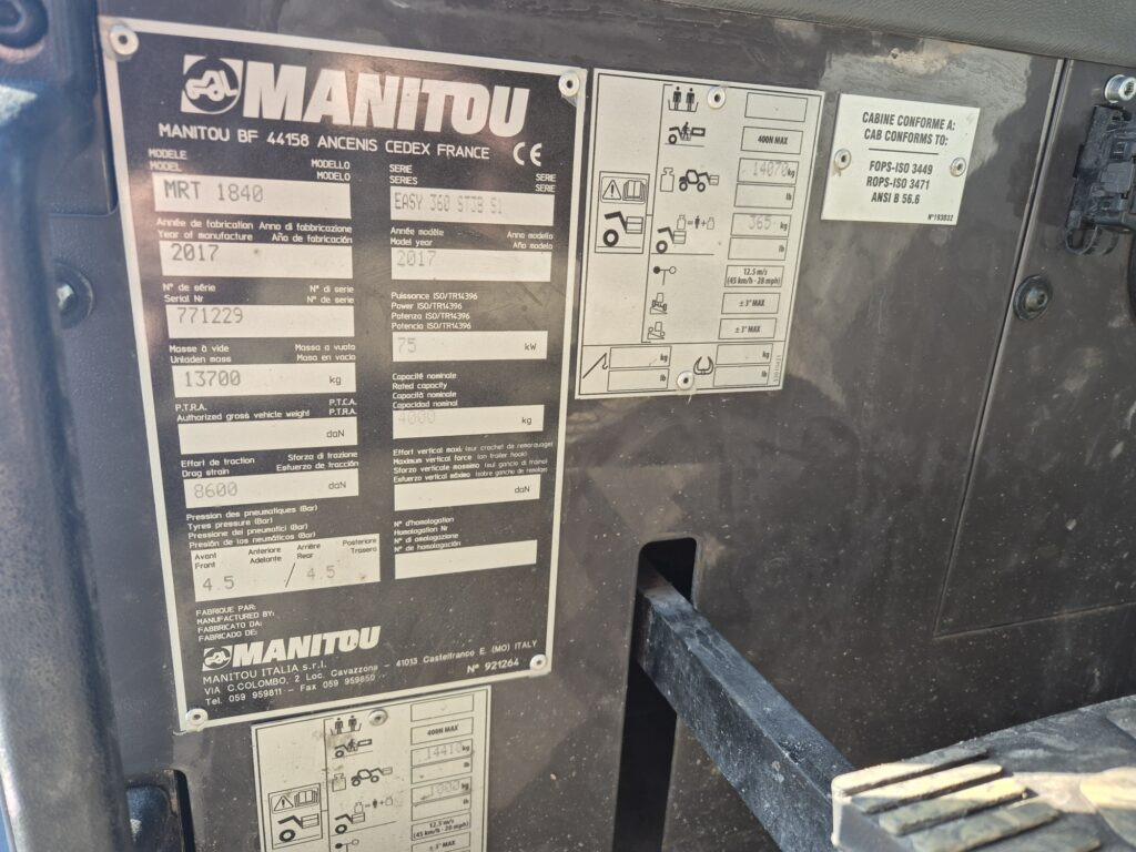 Empilhador telescópico MANITOU MRT 1840 easy: foto 12