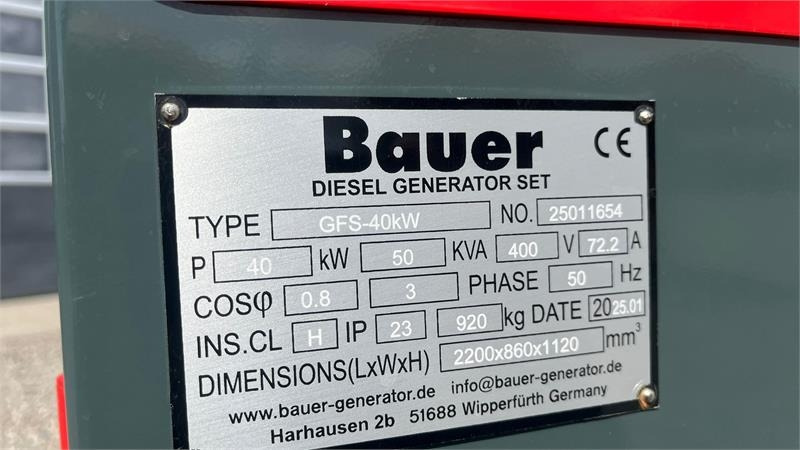 Bauer GFS-40 ATS, 40 kW/50 kVA Fabriksny generator - Gerador elétrico: foto 4 Bauer GFS-40 ATS, 40 kW/50 kVA Fabriksny generator - Gerador elétrico: foto 4