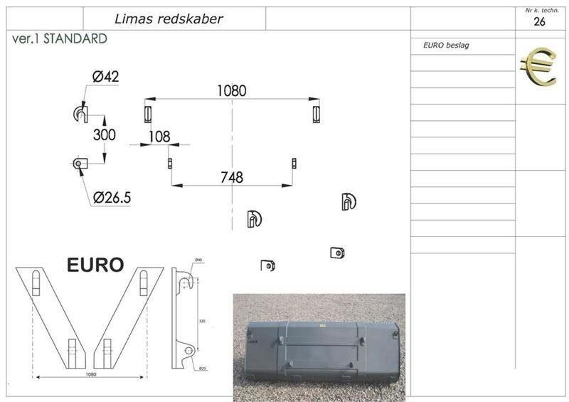 Limas Ny 1,5m Uni. Skovl med Euro - Balde para carregadeiras por Máquina agrícola: foto 2 Limas Ny 1,5m Uni. Skovl med Euro - Balde para carregadeiras por Máquina agrícola: foto 2