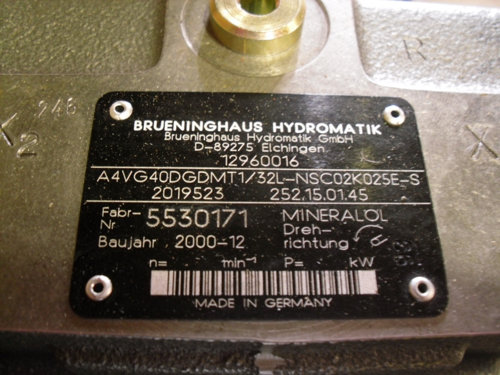 Brueninghaus Hydromatik A4VG40DGDMT1/32L-NSC02K025E-S - - Bomba hidráulica por Máquina de construção: foto 3 Brueninghaus Hydromatik A4VG40DGDMT1/32L-NSC02K025E-S - - Bomba hidráulica por Máquina de construção: foto 3