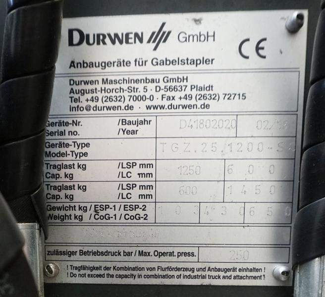 DURWEN TGZ.25.1200 SC - Garfos por Equipamento de movimentação: foto 4 DURWEN TGZ.25.1200 SC - Garfos por Equipamento de movimentação: foto 4